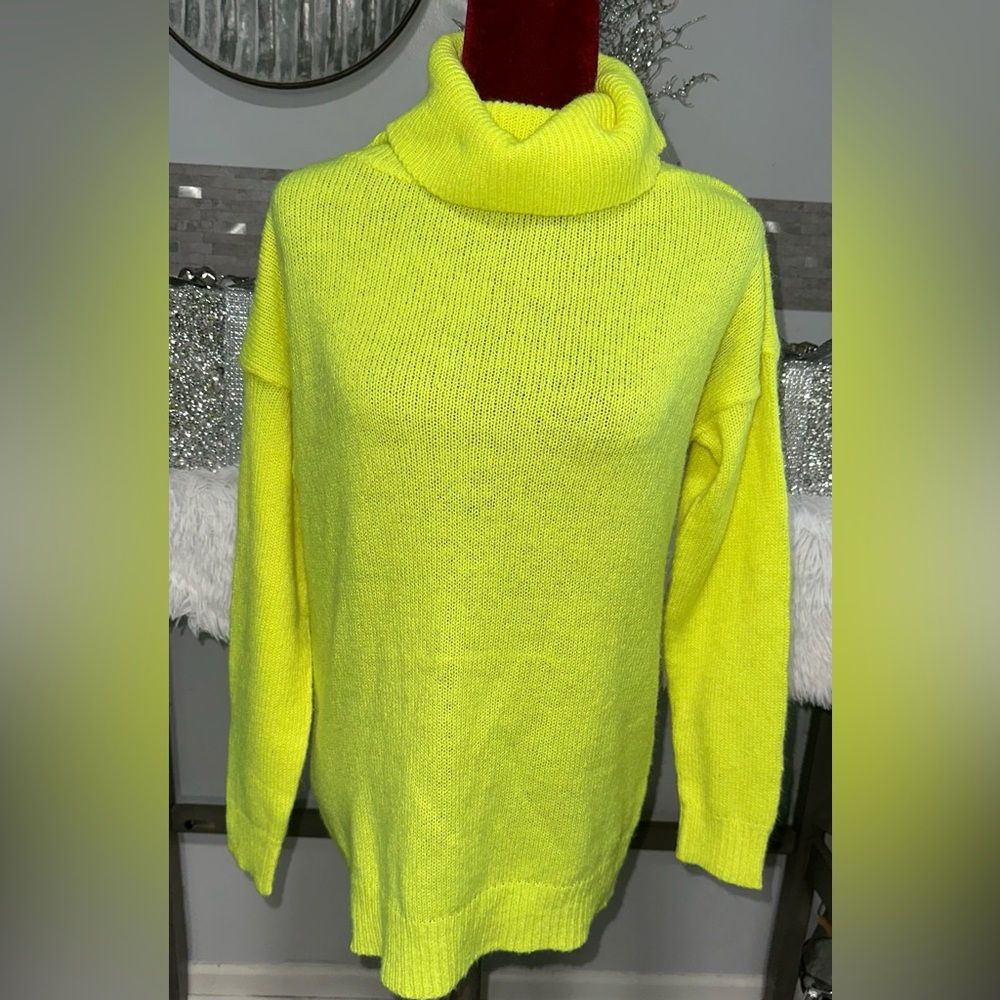 Women's Neon Yellow Turtleneck Sweater